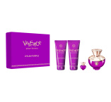 Versace Dylan Purple dárková sada pro ženy Parfémovaná voda 100 ml + Parfémovaná voda 5 ml + Tělové mléko 100 ml + Sprchový gel 100 ml    
